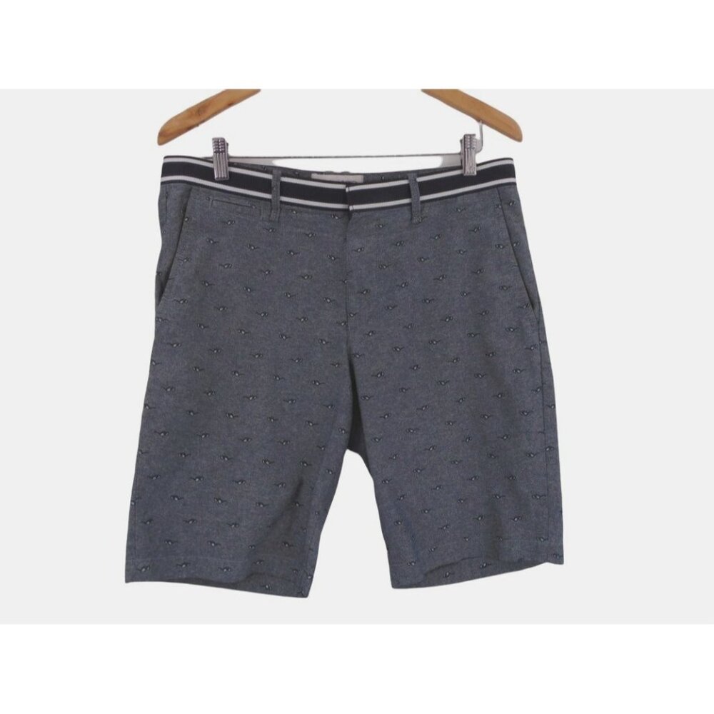 Original Penguin Munsingwear Blue Glasses Print Shorts 32 Flat Front Pockets